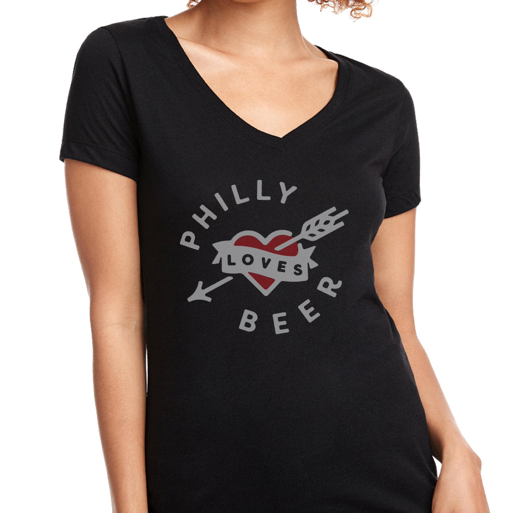 Philly Loves Beer - Ladies V-Neck-XL--LAST CHANCE-Only 2 left !